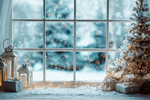 Snow falls outside the window, a Photo by Beautiful things