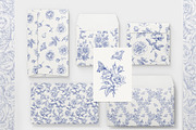Roses Vintage set Blue Toile Vector, an Object Graphic by ON_lineart_store (Thumbnail 7 of 10)