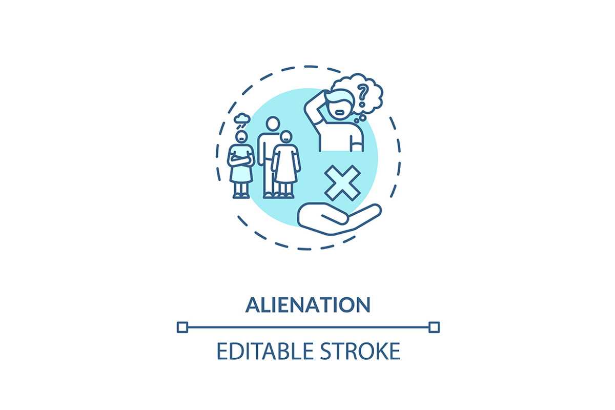 Alienation turquoise concept icon, an Outline Icon by bsd studio ...