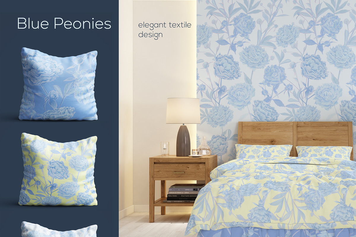 Blue Peonies seamless patterns, a Pattern Graphic by ANAKOTO (Photo 4 of 16)