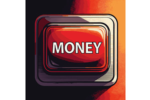 Red Money Button Pop Art vector, a Finance Illustration by AlexArt