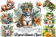 Watercolor Tropical Animals Clipart, an Illustration by DreamPrint404 (Thumbnail 1 of 5)