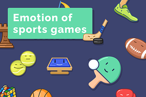 Emotion of sports games icons set