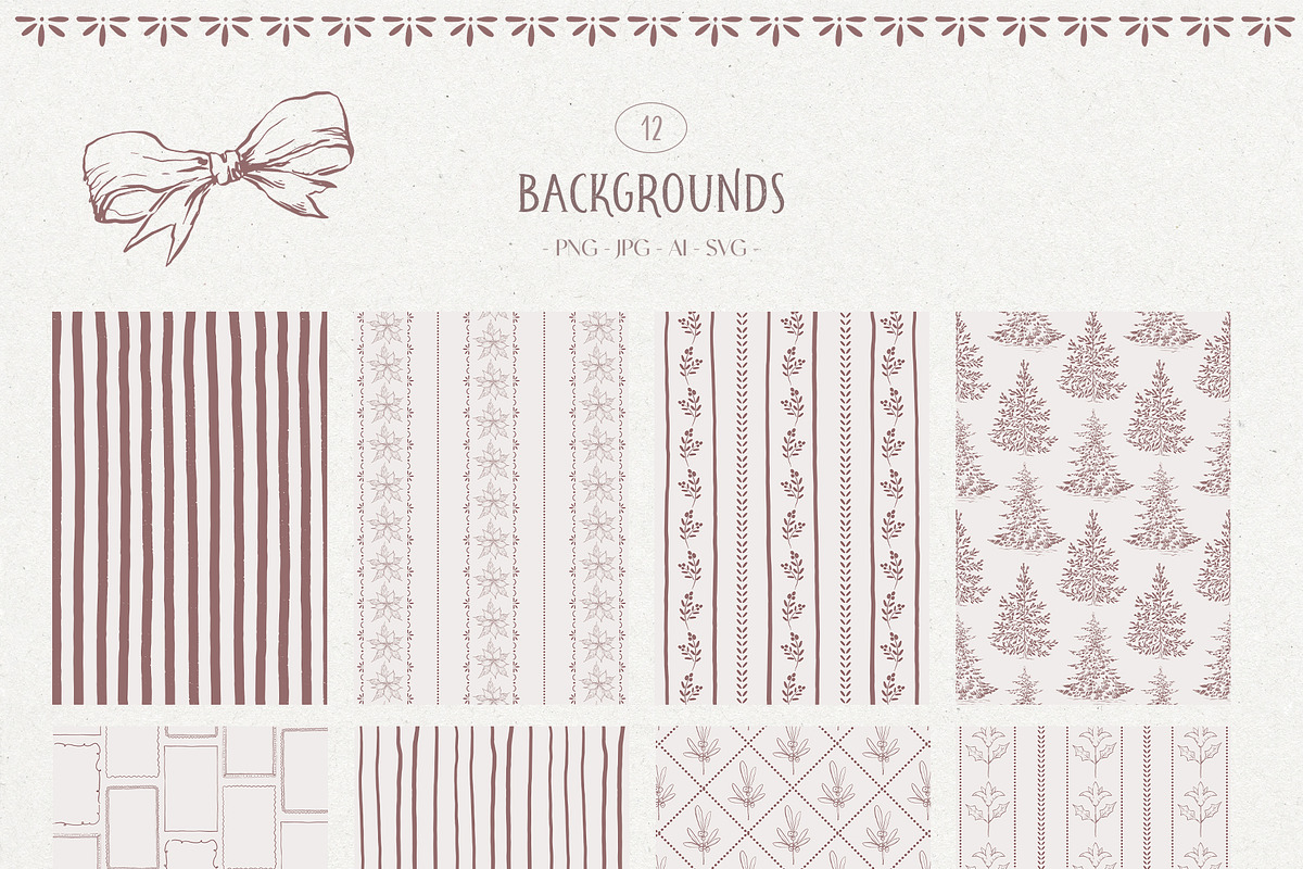 Vintage Christmas Line art winter, a Decorative Illustration by Kreker Kate (Photo 7 of 10)