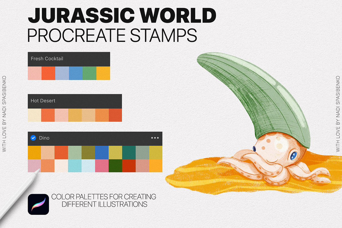 Jurassic World Procreate Stamp, a Brush Add-On by Spasibenko Art