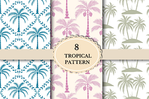 Palm Tree Tropical Seamless Patterns