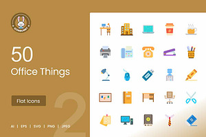 Office Things Flat Icons, an Icon by IconBunny