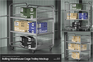 Rolling Warehouse Trolley Mockup