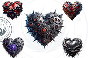 Dark Valentine Hearts clipart Set, a Seasonal Illustration by ThatsDesignArt (Thumbnail 6 of 10)