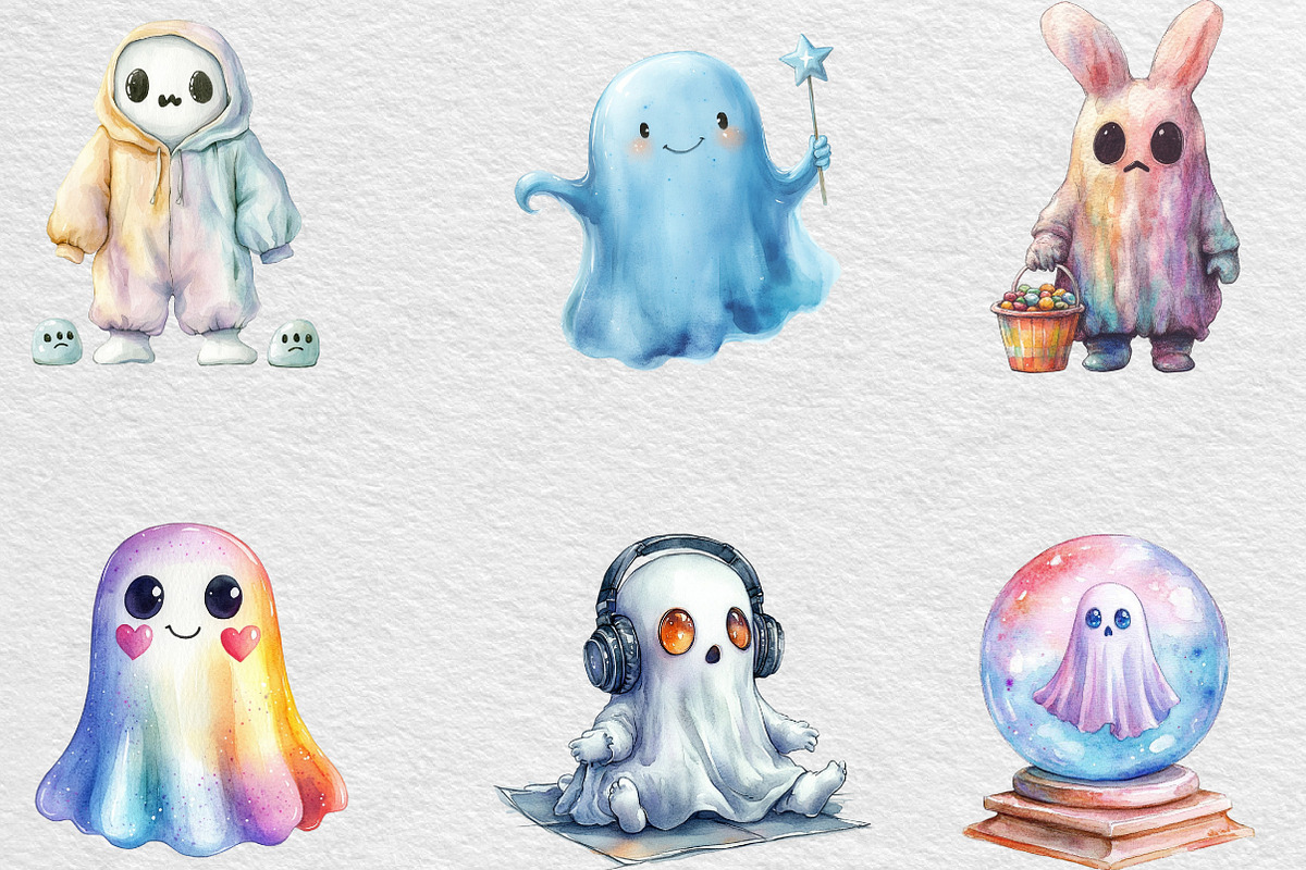 Cute Holographic Halloween Ghost, an Illustration by Black Bird Studio (Photo 4 of 6)