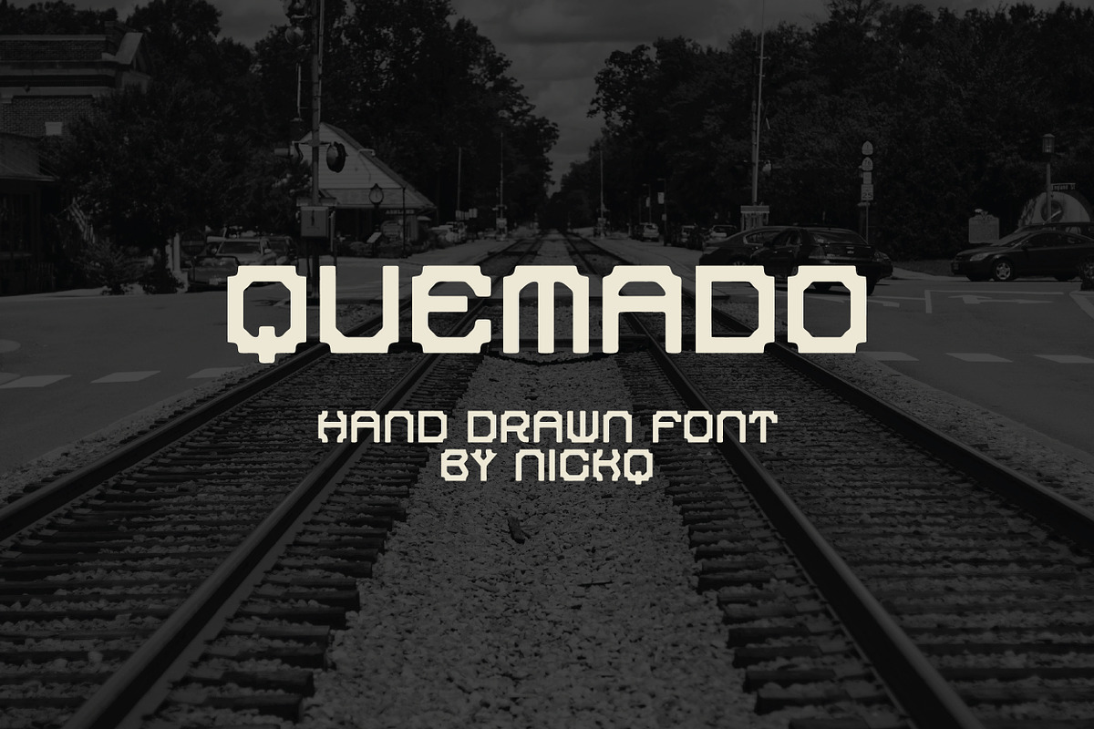 Quemado Hand Drawn Font, a Font by nickqtx (Photo 1 of 4)