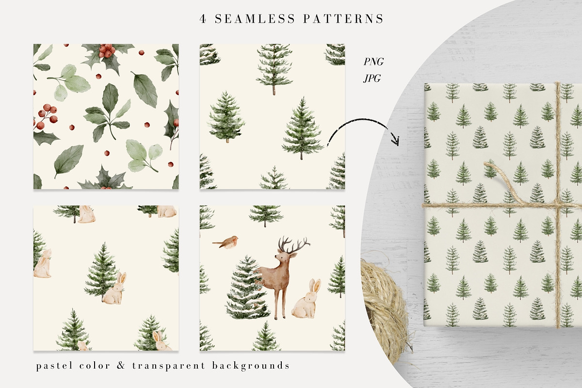 Watercolor Woodland Christmas, an Animal Illustration by Jenteva Art (Photo 10 of 14)