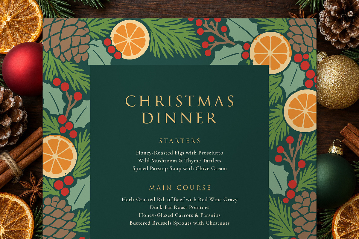 Evergreen Christmas Dinner Menu, a Flyer Template by BrandPacks (Photo 4 of 6)