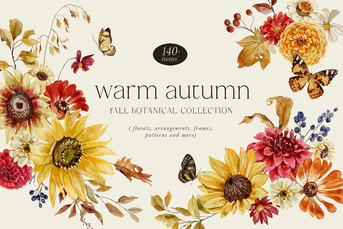 Warm Autumn - watercolor collection, a Seasonal Illustration by AleksaArt (Photo 1 of 17)