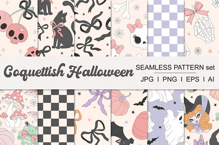 Coquette Halloween pattern set, a Pattern Graphic by @olga.angelloz