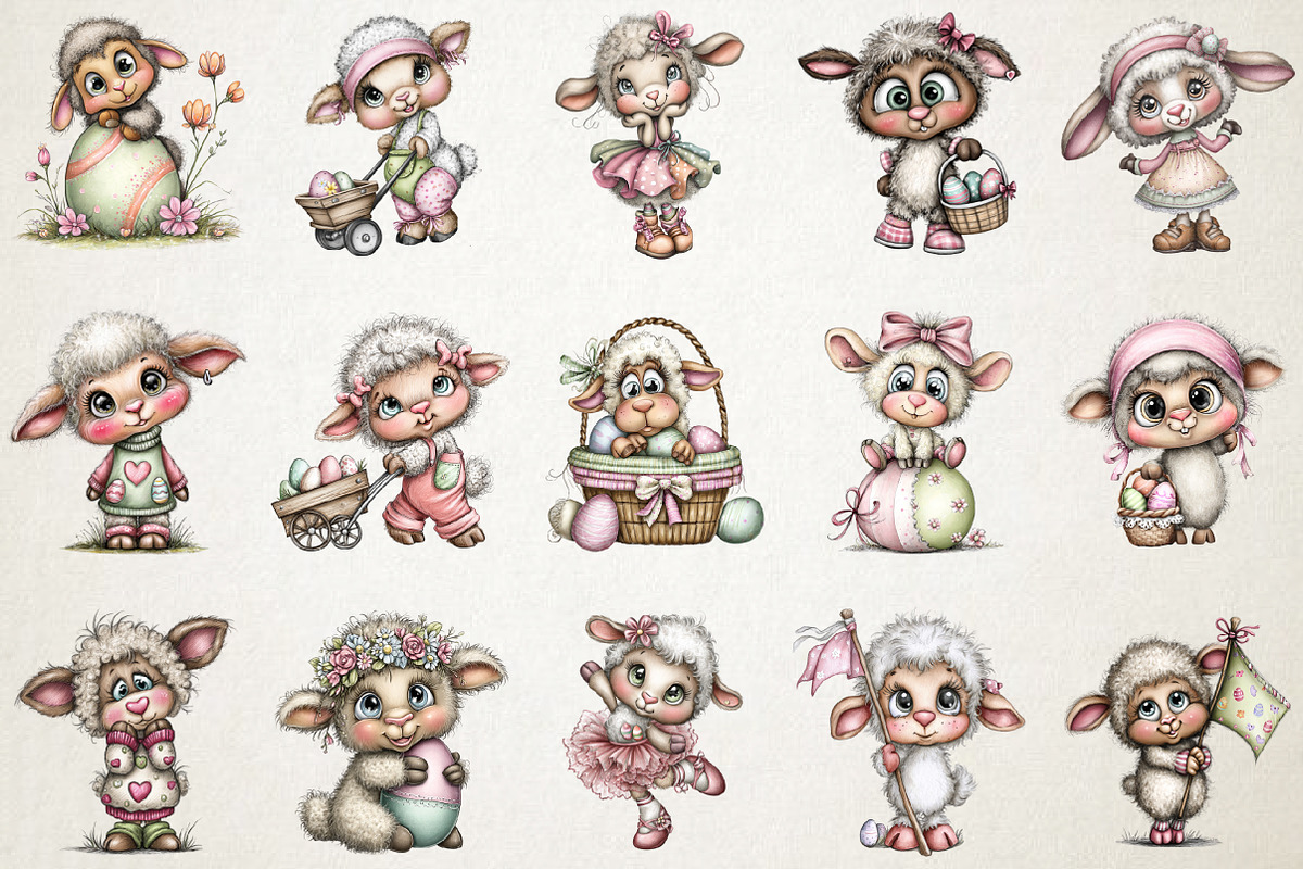 Quirky Easter Lamb Clipart Bundle, an Animal Illustration by RobertsArt (Photo 2 of 5)