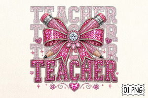 Back to School Bling Pencil Bow Png, an Education Illustration by Pixels.Craft