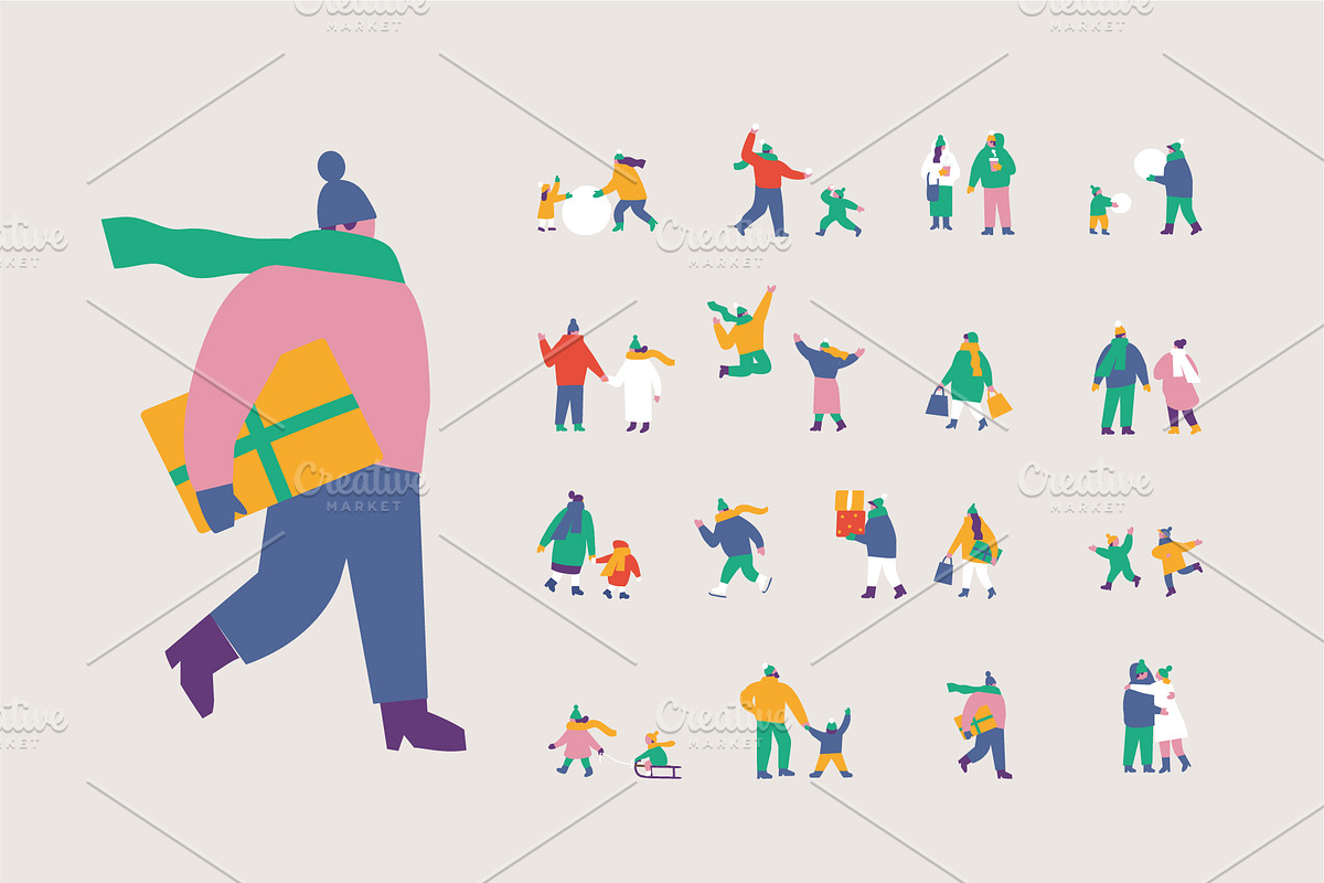 Winter People Flat Vector Set, a Person Illustration by Vector_Art (Photo 3 of 16)