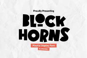 Block Horns - Chunky Display Font, a Sans Serif Font by Imoodev
