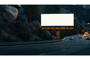 Empty billboard on a highway at dusk, a Transportation Photo by Sergey Kotenev