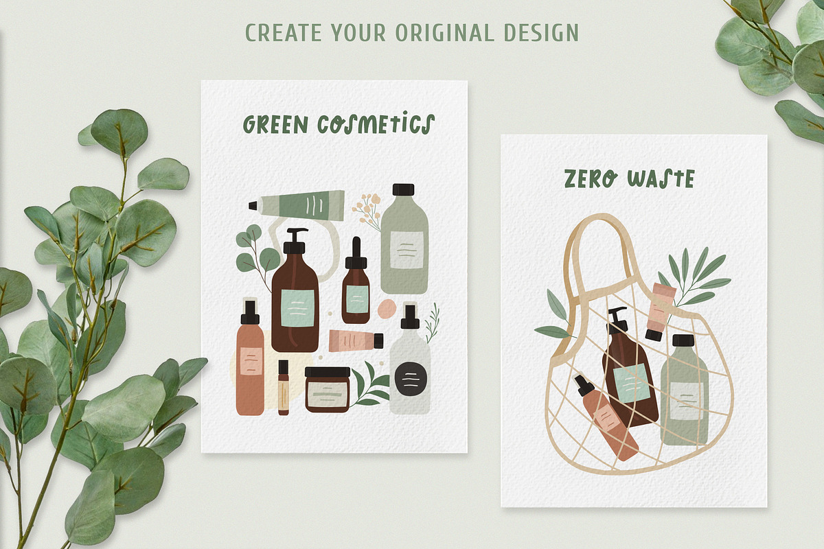 Organic Cosmetic. Bottle Plants, a Healthcare Illustration by ms Julia Nova (Photo 2 of 7)