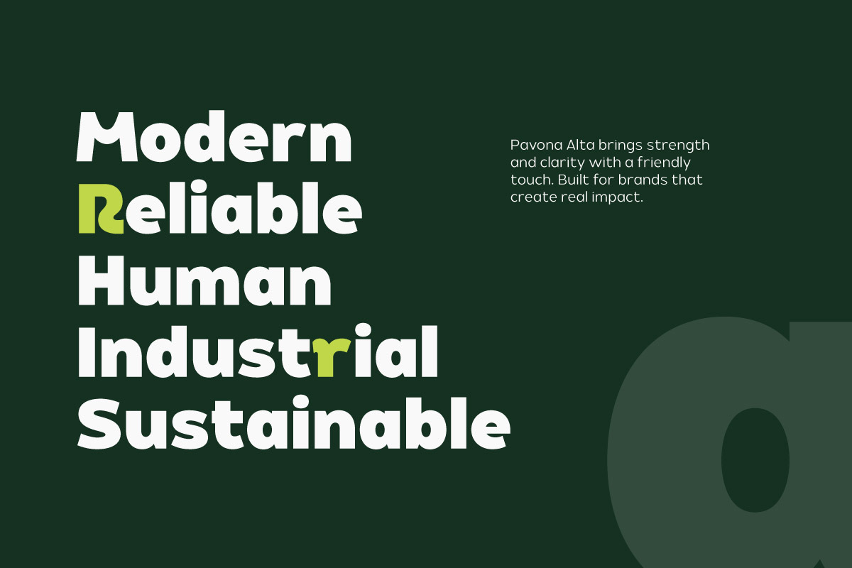 Pavona Alta - Pure Renewable Sans, a Sans Serif Font by twinstd (Photo 2 of 13)
