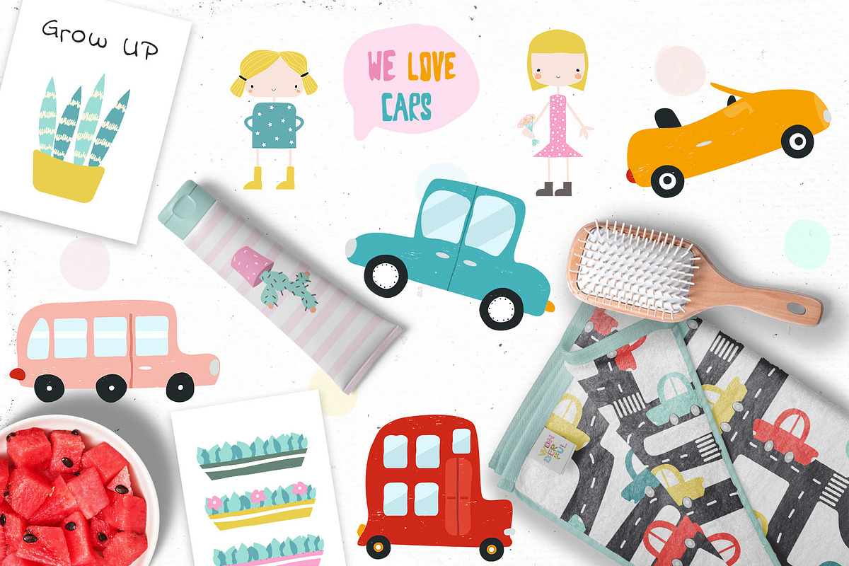Girls love cars and plants, a Decorative Illustration by Viktoria Siarova (Photo 2 of 7)