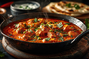 Steaming Chicken Tikka Masala Indian, a Photo by Pixeness Studio