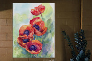 Watercolor Poppies Flowers Art, a Decorative Illustration by MaryAmi (Thumbnail 3 of 3)