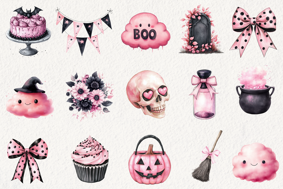 Sweet Halloween Clipart, an Illustration by NadiaTheronArt (Photo 3 of 5)