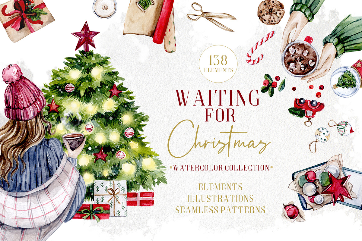 Watercolor Christmas Aesthetics, a Decorative Illustration by S_ARTLOVE (Photo 1 of 11)