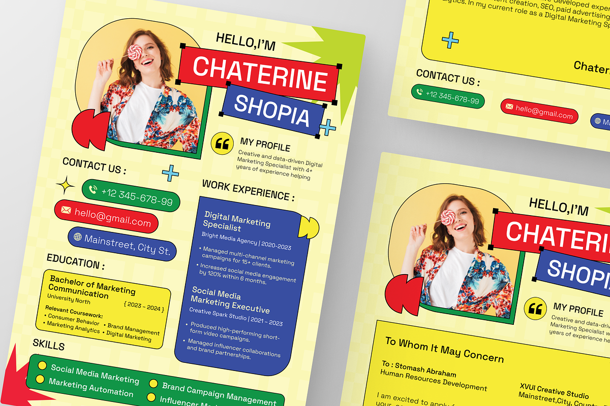 Playful Digital Marketing CV Resume, a Resume Template by Annora Studio (Photo 6 of 6)