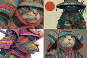 40 Samurai Cat Illustrations, an Animal Illustration by HipFonts (Thumbnail 4 of 11)