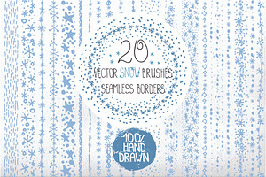 Hand drawn snow borders,brushes