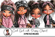 Cool Girl with Puppy Clipart, an Illustration by DreamArtGraphic (Thumbnail 1 of 5)