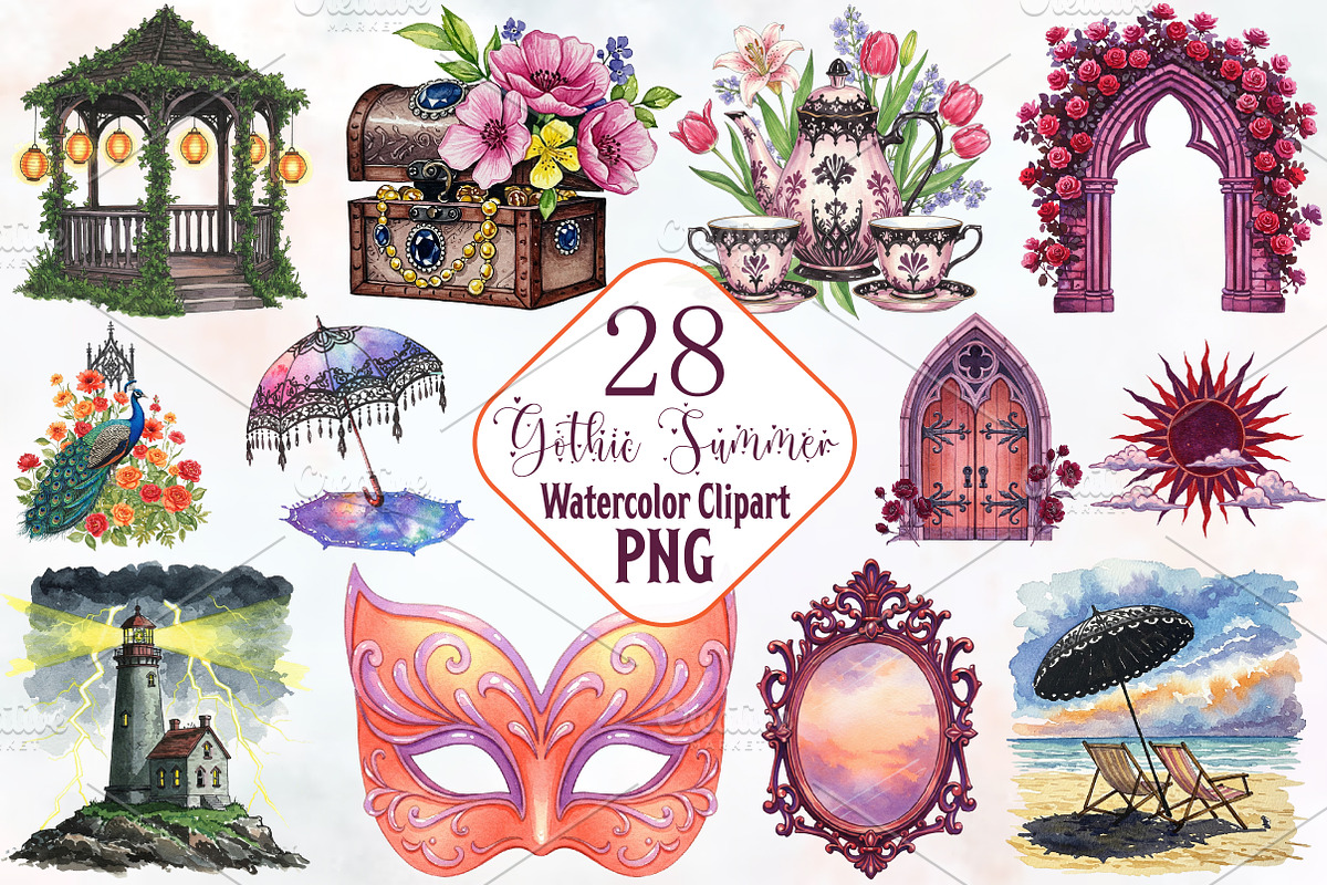 Gothic Summer Clipart, an Illustration by RobertsArt (Photo 1 of 7)