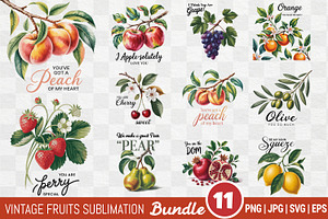 Vintage Fruit Sublimation Bundle, an Illustration by Actual Pixel