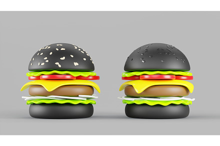 Black burger with white and black, a Food & Drink 3D Model by Marozhkastudio