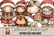 Whimsical Christmas Girl Clipart, an Illustration by DreamArtGraphic (Thumbnail 1 of 4)