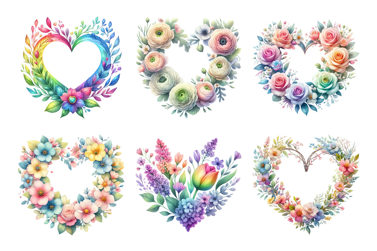 heart-shaped spring floral clipart, an Illustration by Daily.Designs (Photo 2 of 5)