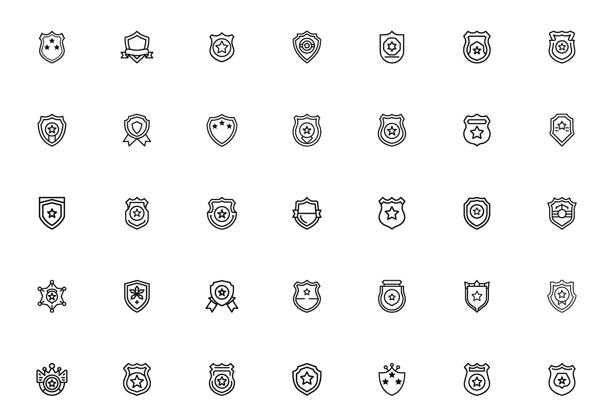 Police Badge Icons Set