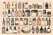 120 Vintage Bottles, Flasks & Vials, an Illustration by Brigantine Designs (Thumbnail 5 of 6)