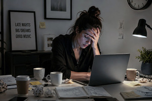 Working late at night on a laptop, a Photo by Beautiful things