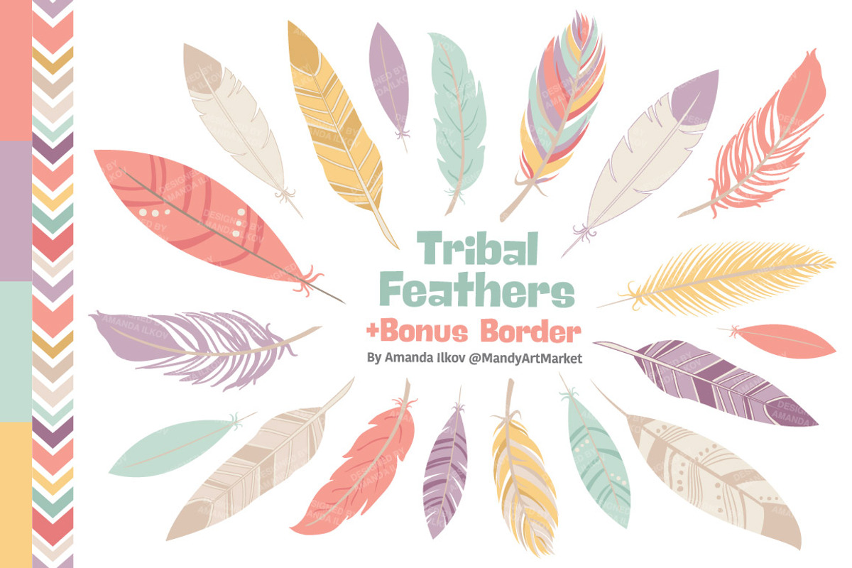 Vintage Pink Feathers Vector Clipart, an Illustration by Amanda Ilkov (Photo 1 of 4)