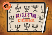 12 Candelabra Halloween Stamp Brush, a Brush Add-On by vectstudio (Thumbnail 1 of 10)