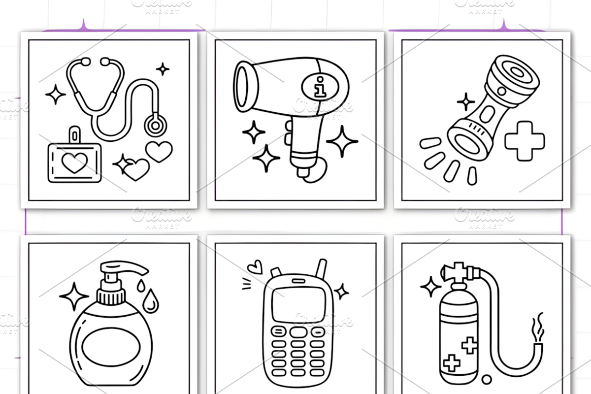 Bold Easy Medical Girly Coloring Pag, a Decorative Illustration by Ink Gallery (Photo 4 of 4)