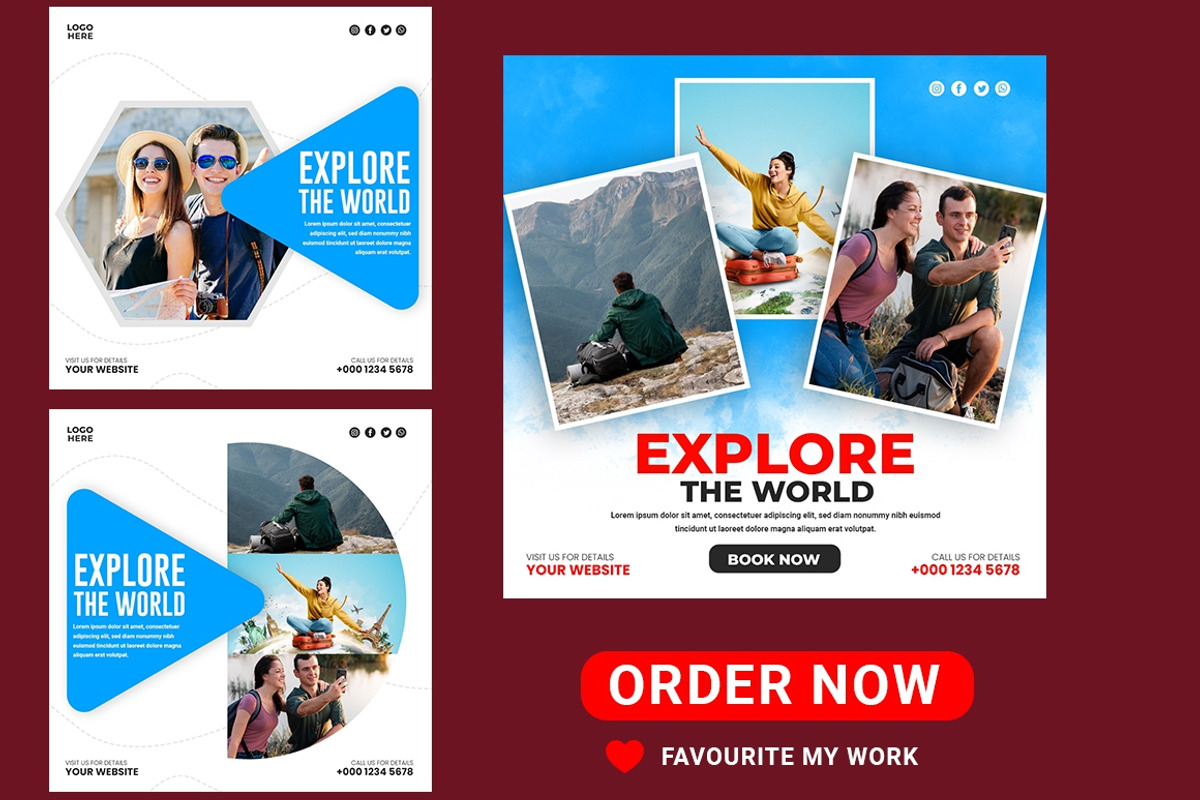 50 Travel social media set, a Poster Template by Design.wala (Photo 7 of 7)