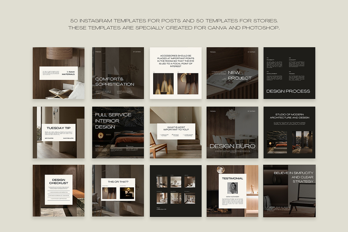 200 Interior Design Instagram Bundle Canva and Photoshop
