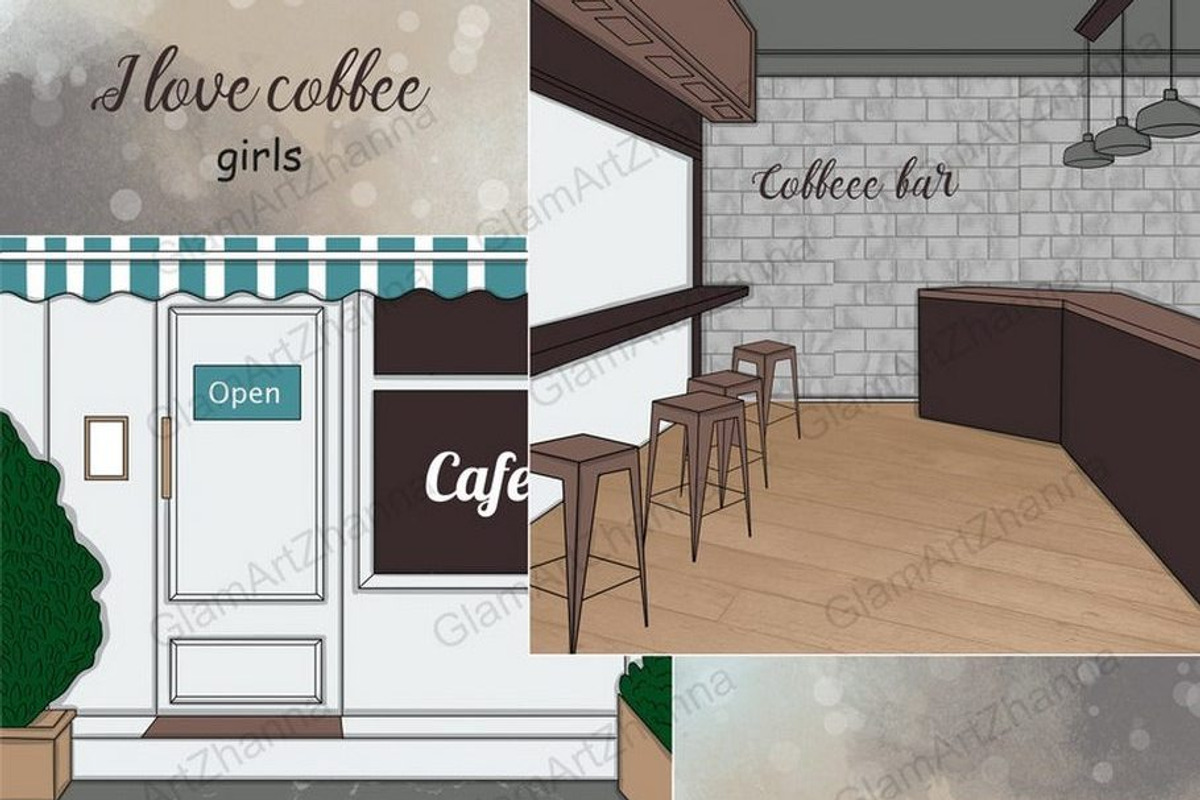 I Love Coffee Scene, a Food Illustration by GlamArtZhanna (Photo 2 of 3)