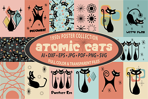 Atomic Cat Posters, Mid Century